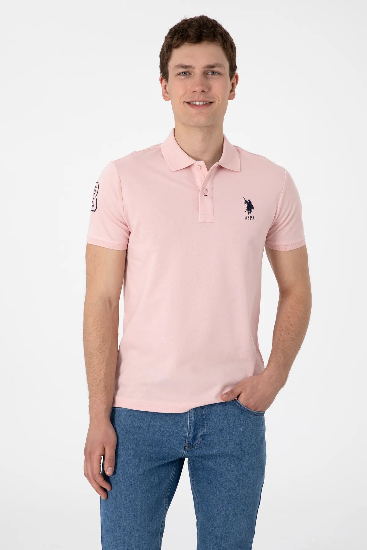 U.S. Polo Assn. Men's Slim Fit Lilac Basic Polo Neck T-Shirt – 100% Original